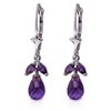 Image 1 : 14K W. GOLD 3.00ct AMETHYST LEVERBACK EARRING