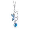 14k White Gold Blue Topaz Butterfly Necklace