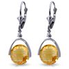 14K White Gold 6.5ct Checkboard Cut Citrine Earring