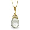 14k Solid Gold 7.0ct Green Amethyst Necklace