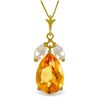 14k Solid Gold 6.0ct Citrine & White Topaz Necklace