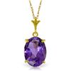 14k Solid Gold 3.12ct Oval Amethyst Necklace