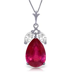 14k WG 5.0ct Ruby & White Topaz Necklace