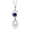 14k WG 0.50ct Sapphire & Pearl Necklace