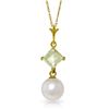 14k YG Pearl & 0.50ct Aquamarine Necklace
