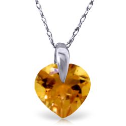 14K White Gold 1.15ct Heart Citrine Necklace