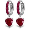 14K White Gold 2.8ct Heart .85ct Rubies Earring