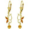14k Yellow Gold Citrine Butterfly Earrings