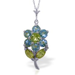 14k WG .75ct  Blue Topaz & .16ct .15ct Peridot Necklace