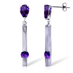 14k WG 3.50ct & .75ct Amethyst Long Chandelier Earrings