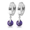 Image 1 : 14K White Gold 1.50ct Round Amethyst Hoop Earring