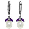 Image 1 : 14k WG Earrings with 1.0ct Amethysts & 8.00ct Pearl