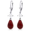 14k White Gold 17.60ct Ruby & White Topaz Earrings