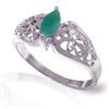 14K White Gold .20ct Emerald FILIGREE Ring