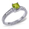 Image 1 : 14k WG 0.50ct Peridot & Diamond Engagement Ring