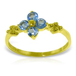 14k Solid Gold 0.58ct Blue Topaz Flower Ring