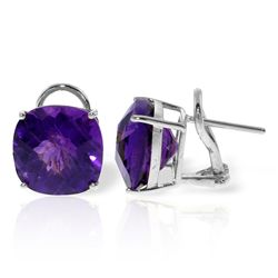 7.20ct Amethyst French Clip Earrings in 14k WHITE GOLD