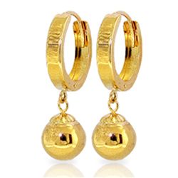 14k Solid Gold Ball Hoop Earrings