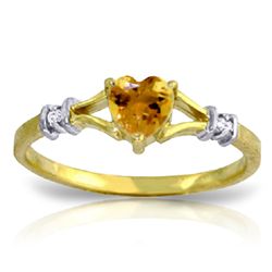 14K Y. GOLD 0.02ct DIAMONDS & 0.45ct CITRINE RING