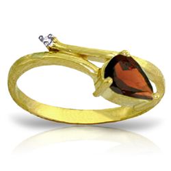 14k Solid Gold 0.82ct Garnet & Diamond Ring