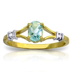 14k Solid Gold 0.45ct Blue Topaz & Diamond Ring