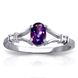 14k Solid Gold 0.45ct Amethyst & Diamond Ring
