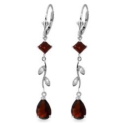 14K WG DIAMOND & 3.00ct&0.95ct GARNET EARRING