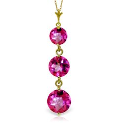 14k YG 1.95ct,1.05ct & 0.60ct ROUND Pink Topaz Necklace