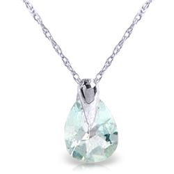 14K White Gold .68ct Pear Aquamarine Necklace