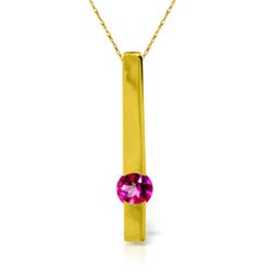 14k YELLOW GOLD 0.25ct ROUND Pink Topaz Necklace