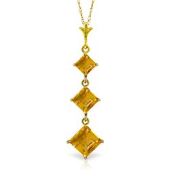 14K Y.GOLD 1.15ct SQAURE SHAPE CITRINE NECKLACE