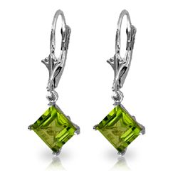 14k White Gold 3.20ct Peridot Dangle Earrings