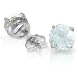 14k WHITE GOLD 3.10ct Aquamarine Stud Earrings