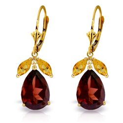 12.00ct Garnet & 1.0ct Citrine Dangle Earrings in 14k YG