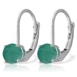 14k White Gold 1.20ct Emerald Leverback