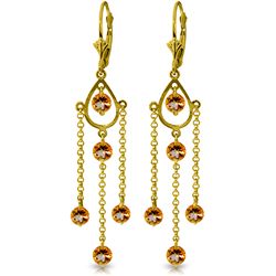 14k Yellow Gold 3.0ct Citrine Long Drop Earrings