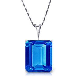 14k Gold 7.0ct Octagon Shape Blue Topaz Necklace