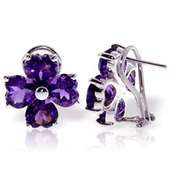 6.50ct Amethyst Clover French Clip Earrings in 14k WG