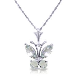 14k WG .40ct & .20ct Aquamarine Butterfly Necklace