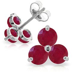 14k WHITE GOLD 1.50ct ROUND Ruby Stud Earrings