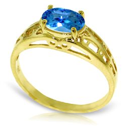 14k YELLOW GOLD 1.15ct OVAL Blue Topaz Filigree Ring