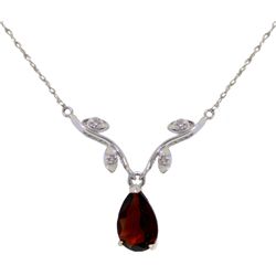 14k WG  Elegant 1.5ct Garnet & .02ct DIAMOND Necklace
