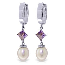 14k WG 1.50ct Amethyst & Pearl Dangle Earrings