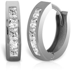 14k Solid Gold 1.20ct White Topaz Earrings