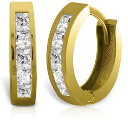 14k Solid Gold 1.20ct White Topaz Earrings