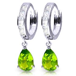 14K White Gold 2.90ct Peridot & White Topaz Earring