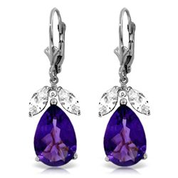 14k WG 12ct Amethyst Earrings with White Topaz
