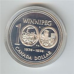 Canada 1974 silver dollar, Winnipeg