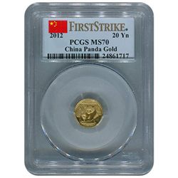 Certified Chinese Gold Panda 20th Ounce MS70 PCGS (Date