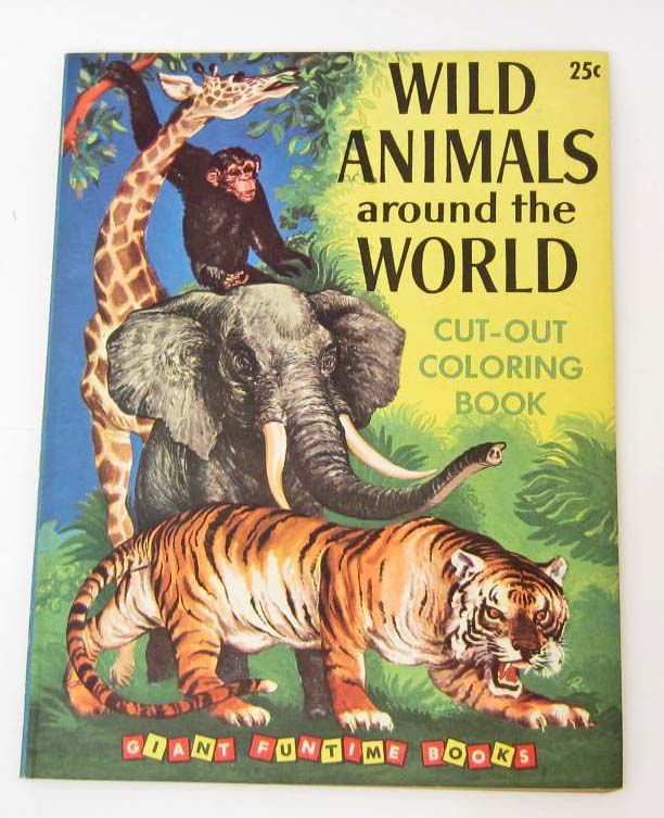 VINTAGE "WILD ANIMALS AROUND THE WORLD" COLORING BOOK